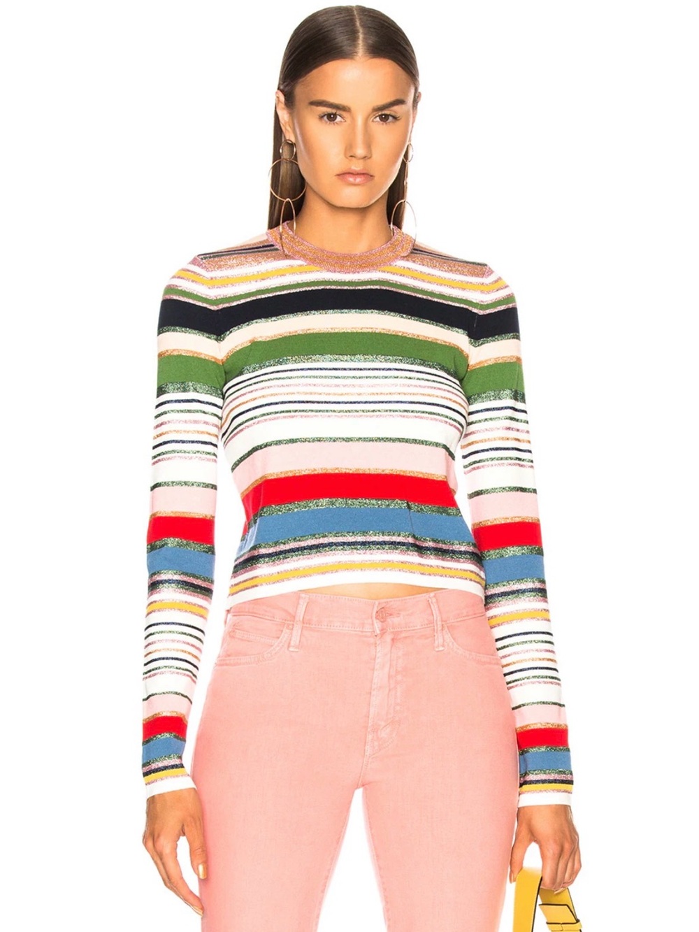 Veronica Beard Palmas Sweater Metallic Cropped L Out of Stock
